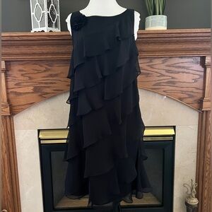 London Times Black Tiered Midi Dress Size: 8 NWOT‎
